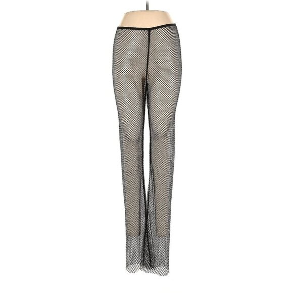 Zara Black Fishnet Studded Cover-up Pants Medium NWT - Picture 1 of 5